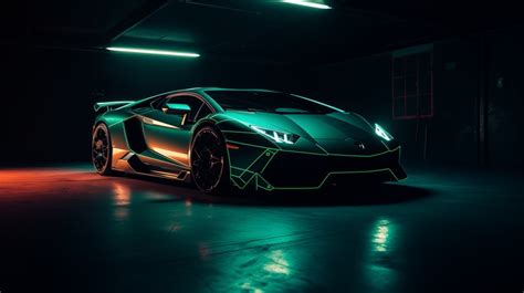 Lamborghini Futuristic Neon Green 2 Digital Art Print, AI Generated ...