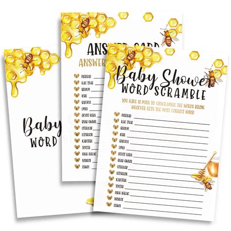 Buy Honey Baby Shower Games Baby Shower Word Scramble Cards