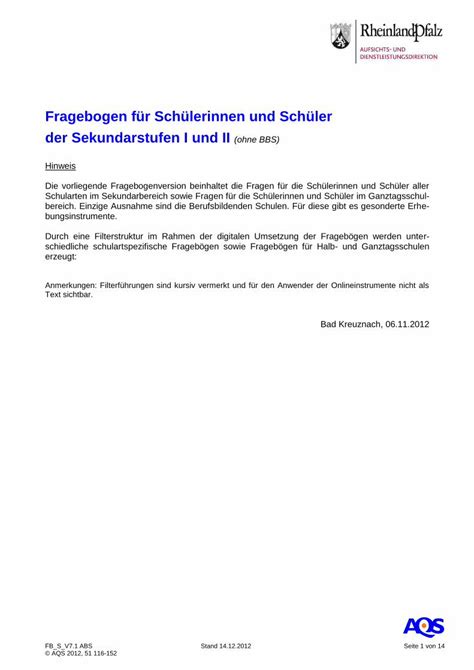 PDF Fragebogen für Schülerinnen und Schüler der wie