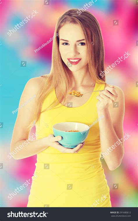 Beautiful Blonde Woman Eating Cereal Stock Photo 291680612 Shutterstock