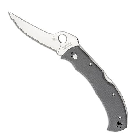 Spyderco Ayoob Lock Back Gray G Handle Serrated Satin Blade Sprint