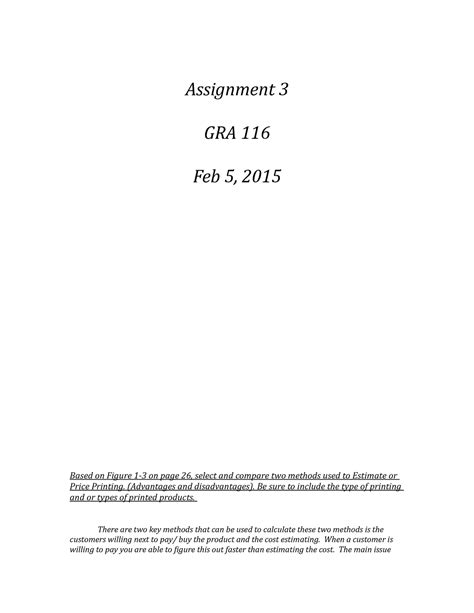 Seminar Assignments Assignment 3 Assignment 3 GRA 116 Feb 5 2015