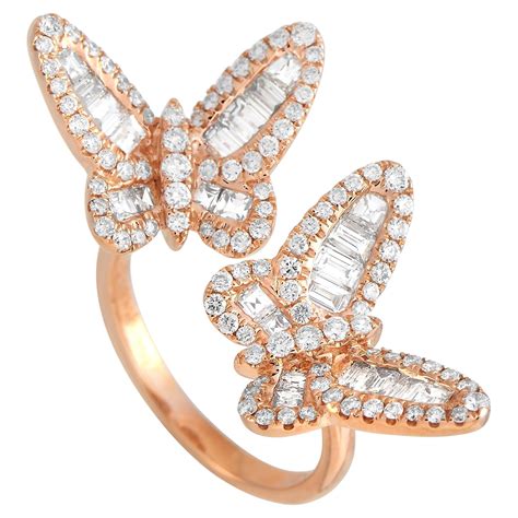 LB Exclusive 18K Rose Gold 1 21 Ct Diamond Butterfly Ring For Sale At