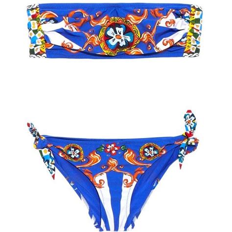 Dolce Gabbana Matchesfashion Com Printed Bandeau Bikinis Dolce And