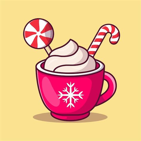 Premium Vector Winter Holiday Christmas Cup With Hot Drink Cartoon