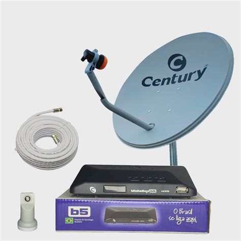 Kit Antena Century 60cm Midiabox B5 Lnbf Ku E Cabo 5g Submarino