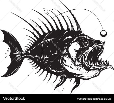 Malevolent Motion Evil Angular Fish Emblem Vector Image