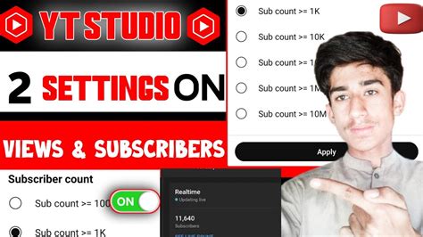 Yt Studio Setting On Subscribers Views