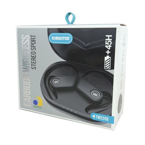 Fone Intra Auricular Bluetooth TWS Kimaster TWS200 Preto Kase