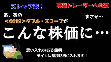 【デイトレ】＜6619 ＞ダブル・スコープがストップ安！いろいろ学んだ銘柄でした／デイトレード収支報告・明日の好材料や決算銘柄・注目銘柄・経済