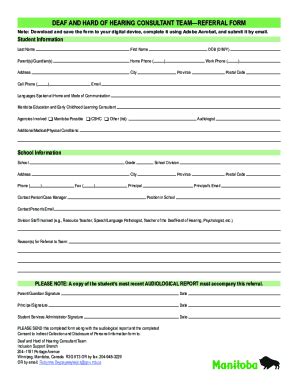 Fillable Online Deaf And Hard Of Hearing Consultant Teamreferral Form