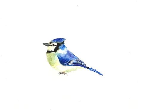 A Watercolor Painting Of A Blue Bird On A White Background With The