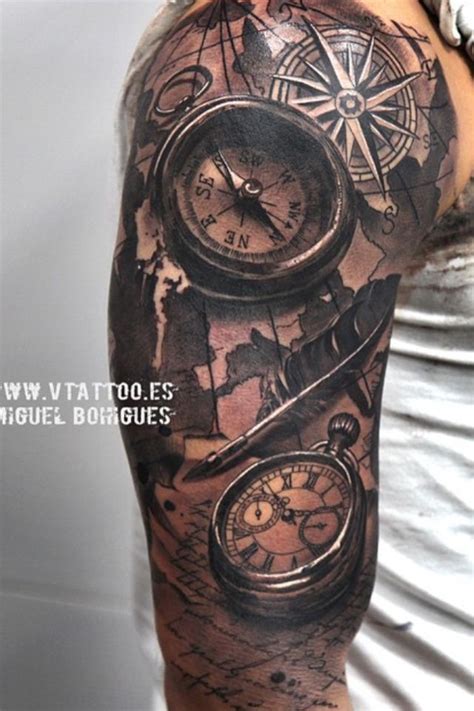 A Handy Guide To Get The Best Compass Watch Tattoos Tattoos Map Tattoos