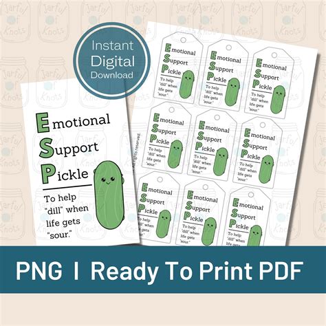 Emotional Support Pickle Tag Free Printable Printable Computer Tools