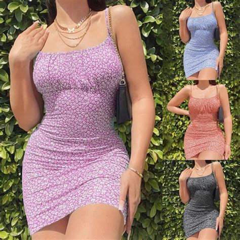 New Summer Fashion Spaghetti Strap Dress Women Sleeveless Bodycon