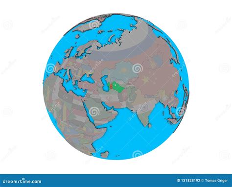 Turkmenistan Mit Flagge Auf Der Kugel Lokalisiert Stock Abbildung