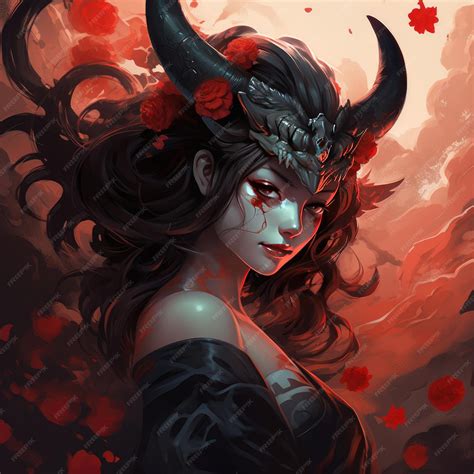 Premium AI Image | Silent Torment Unveiling the Story of a Hannya Girl