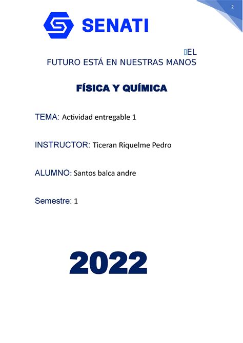 Fisica y quimica senati 2022 semestre 1 EL FUTURO ESTÁ EN NUESTRAS