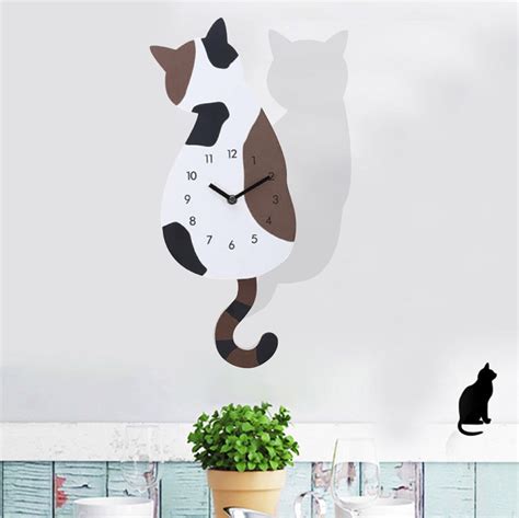 Diy Cat coco clock,Cat clocks with moving tails,Cat clock Alarm Clock Cute Tail Watch Way ...