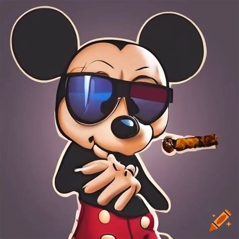 Mickey Mouse Smoking A Cigar With Sunglasses On Craiyon