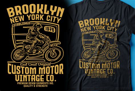 Brooklyn Custom Motor Vintage T Shirt Graphic By Teexe · Creative Fabrica