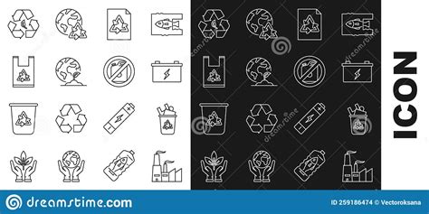 Set Line Factory Recycle Bin With Recycle Symbol Car Battery Paper