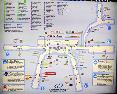 Terminals map Charlotte Douglas Airport CLT {North Carolina}