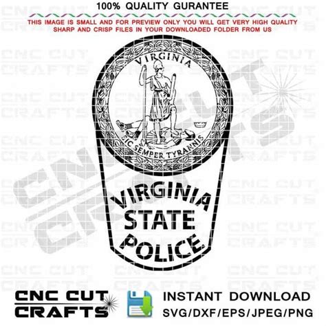 Virginia State Police Svg Badge Patch Monogram Vector Black - Etsy