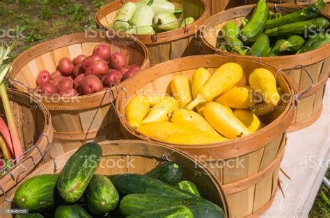 Farmers Market Produce Baskets Stock Photo - Download Image Now ...