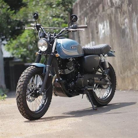 Blue Kawasaki W Scrambler Motorcycle