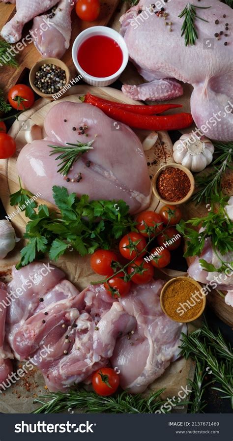 Different Types Fresh Chicken Meat Whole Stock Photo 2137671469 ...