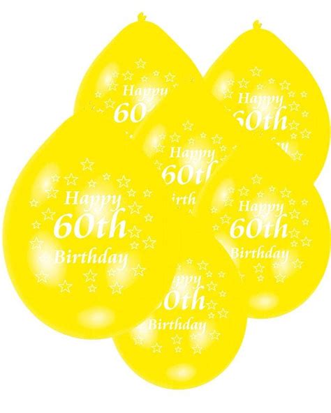 Assorted Multicolour Happy 60th Birthday - 9" Latex Balloons (10pk ...