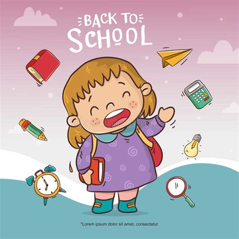 Welcome Back To School Poster With Cute Girl Cartoon Stock Vector