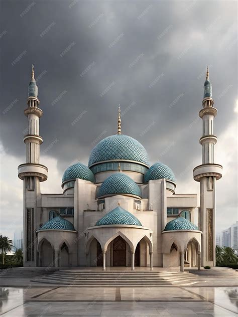 Premium Photo | Mosque building architecture with eery weather