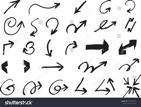 Set Vector Hand Drawn Arrows Isolated Stock Vector Royalty Free