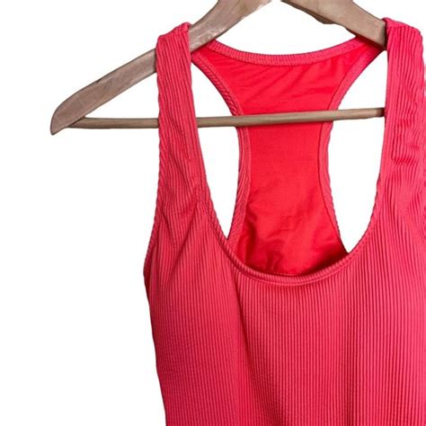 The Bikini Lab Swim The Bikini Lab Womens Thym One Piece Swimsuit Medium Hot Coral Cutout