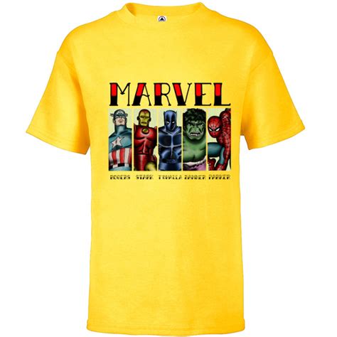 Marvel Avengers and Spider-Man Super Hero Real Names Retro - Short ...