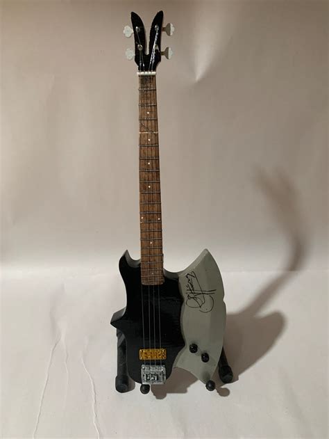 Kiss Gene Simmons Miniature 10 Replica Bass Guitar With Stand With Signature Rare Only 1