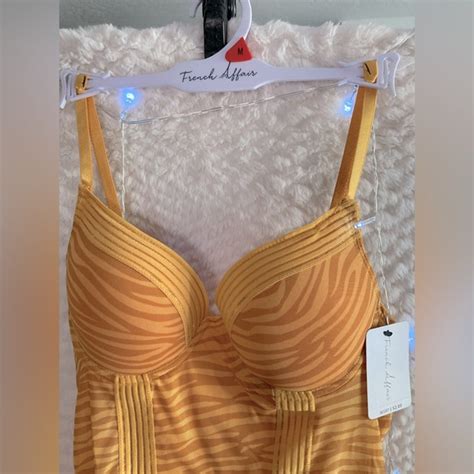 French Affair Tops French Affair Nwt Yellow And Gold Metallic Bodysuit Lingerie Poshmark