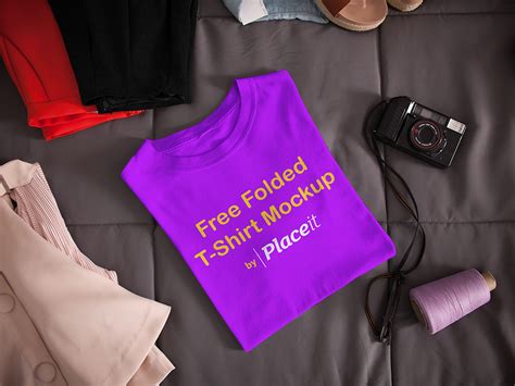 Free Folded T Shirt Mockup By Placeit The Free Mockup