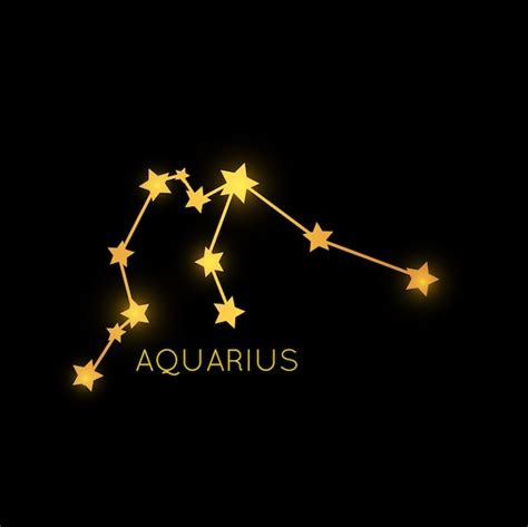 Premium Vector Aquarius Golden Zodiac Constellation Gold Stars