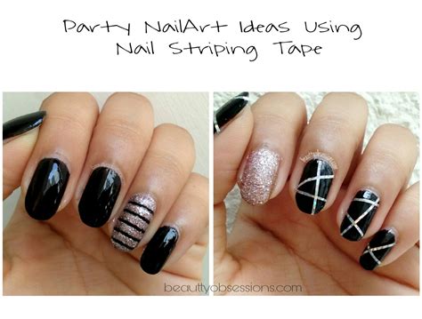 Two Easy Party Nails Ideas Using Nail Striping Tape Step By Step