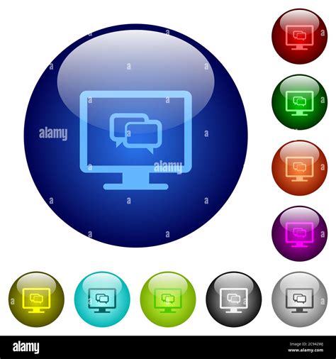 Chat Application Icons On Round Glass Buttons In Multiple Colors