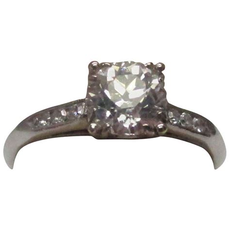 Antique Square Cut Diamond Platinum Engagement Ring At 1stdibs