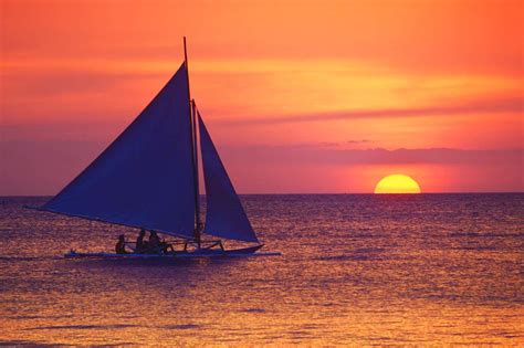 Solve Boracay Sunset With Sailboat In The Philippines Jigsaw Puzzle