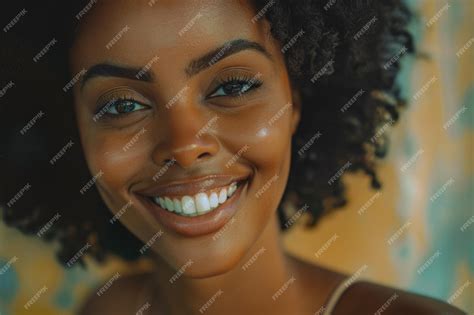 Premium Photo Portrait Of Beautiful African American Female Model Smiling