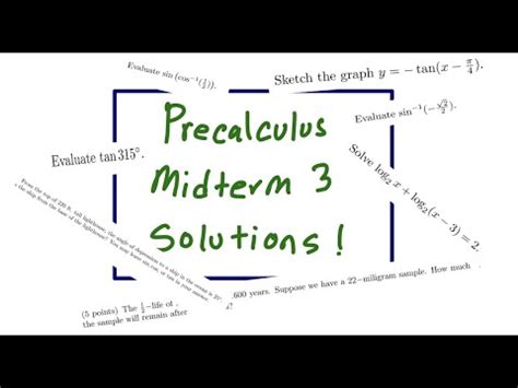 Math Precalculus Sample Midterm Solutions Sections