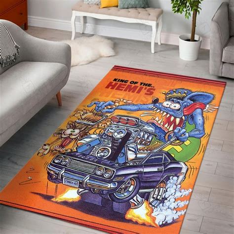 Rat Fink King Of The Hemi S Rat Fink Rug Hot Rod Rug For Garage Bluefink