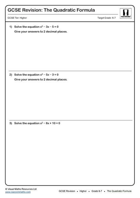 The Quadratic Formula Gcse Questions Gcse Revision Questions