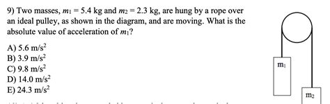 Solved Two Masses M1 5 4kg ﻿and M2 2 3kg ﻿are Hung By A